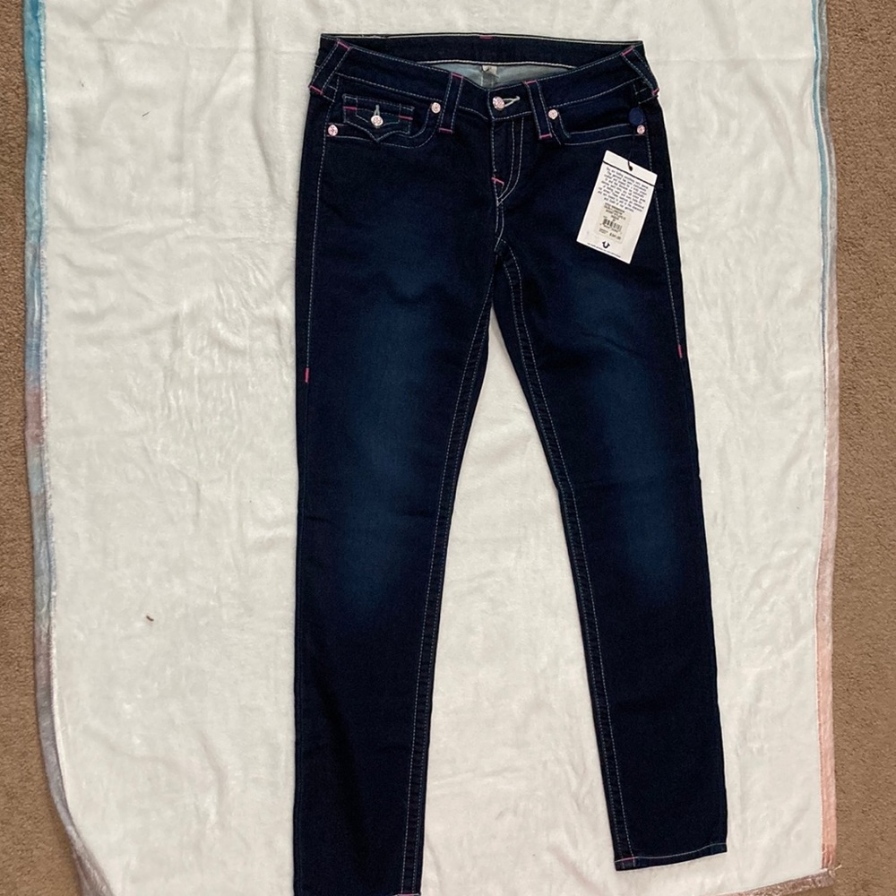 Limited, edition, True religion women’s jeans with pink, rhinestones